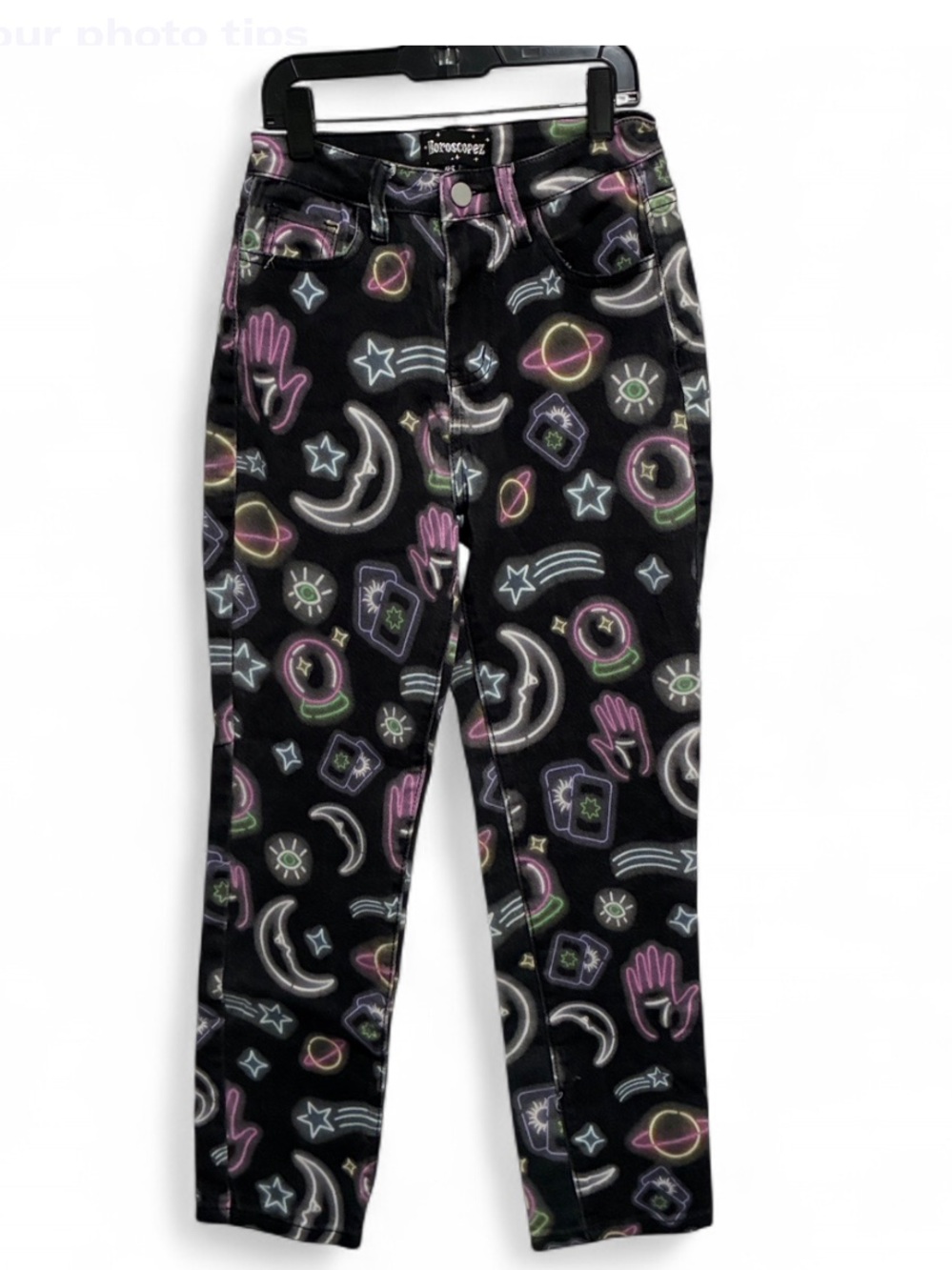 Horoscopez Dolls Kill Black Neon Mystical Print Jeans